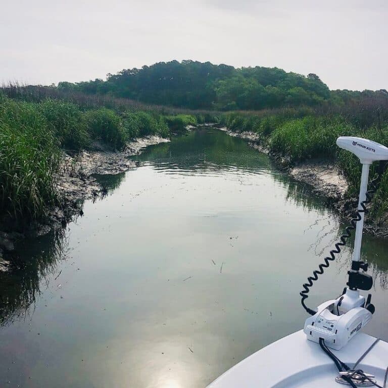 Cast Away Boat cruising through lowcountry marsh