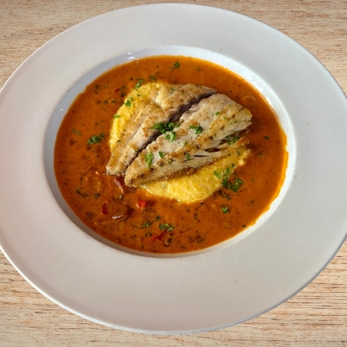 A soup with freshly caught fish from Cast Away's Hook N Cook