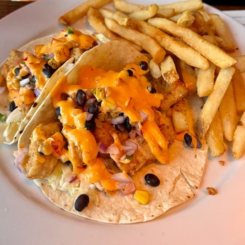 Fish tacos with fries